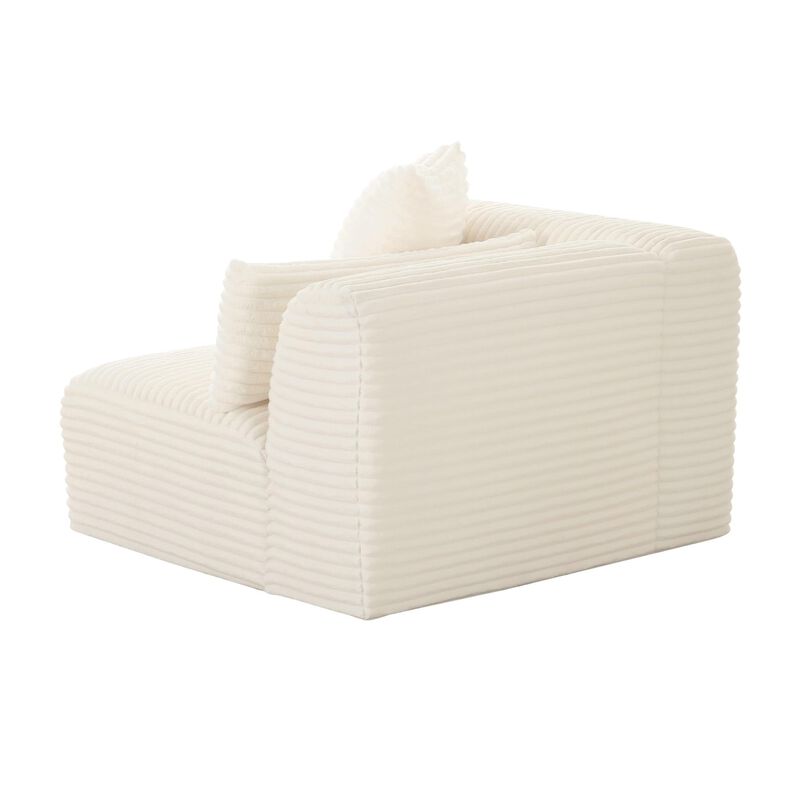 Casafoyer Tarra Fluffy Oversized Cream Corduroy Modular LAF Corner Chair image number 3