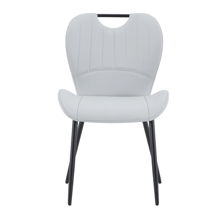 Whisen Set of 4 Upholstered Dining Chairs with Metal Handle, Fabric & Metal Frame, Ergonomic Accent Chairs for Dining Room, Living Room, Office
