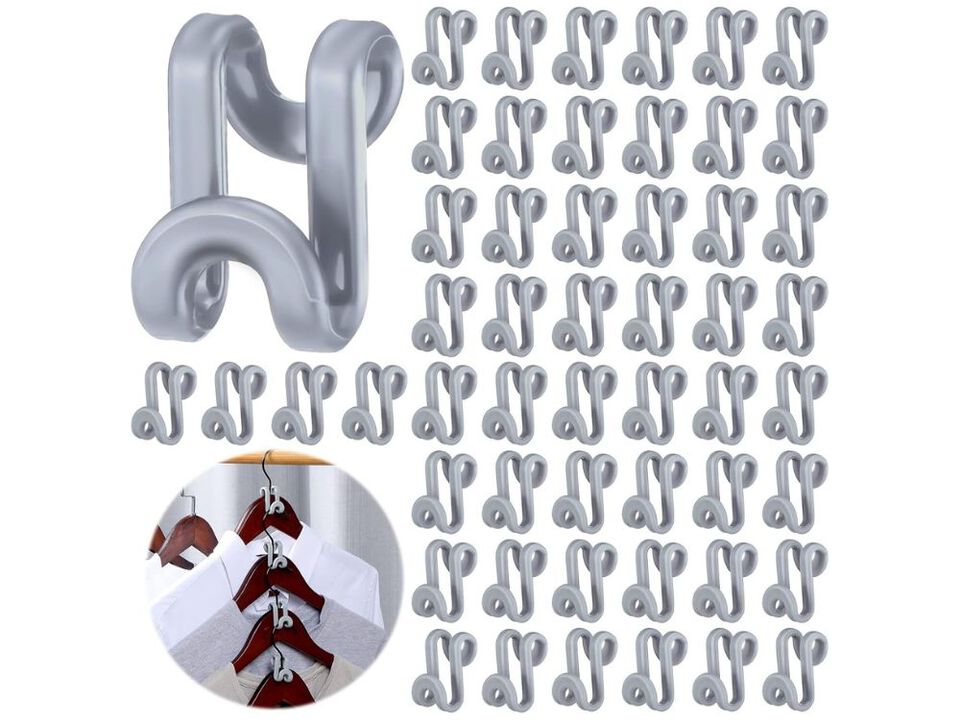 100-Piece Space-Saving Hanger Hooks | Heavy Duty Clothes Hanger Extender Clips