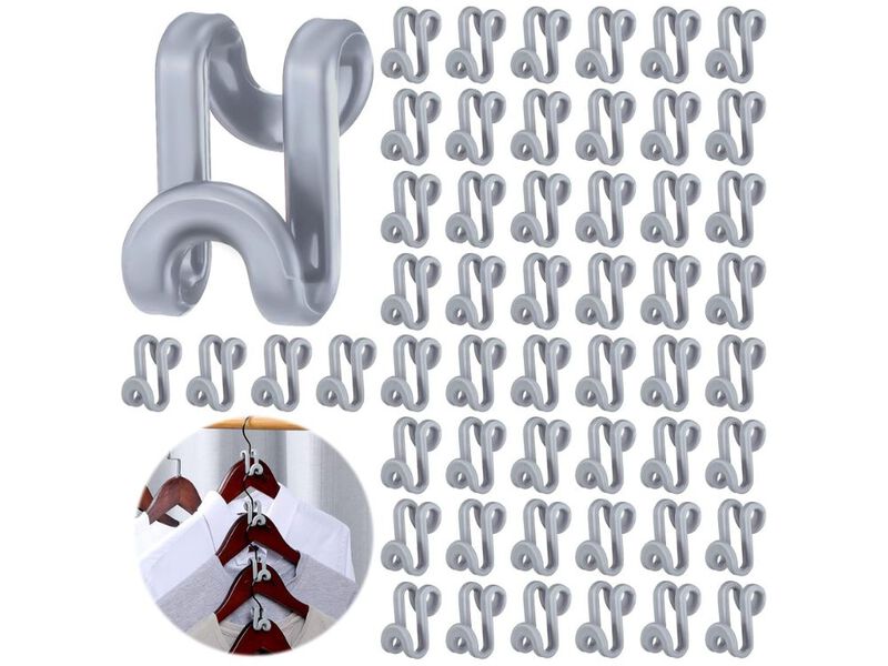 100-Piece Space-Saving Hanger Hooks | Heavy Duty Clothes Hanger Extender Clips image number 0