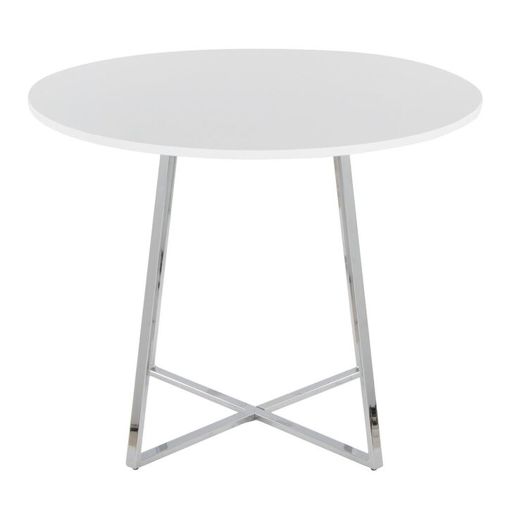 LumiSource Chrome Metal, White MDF Canary Cosmo Dining Table