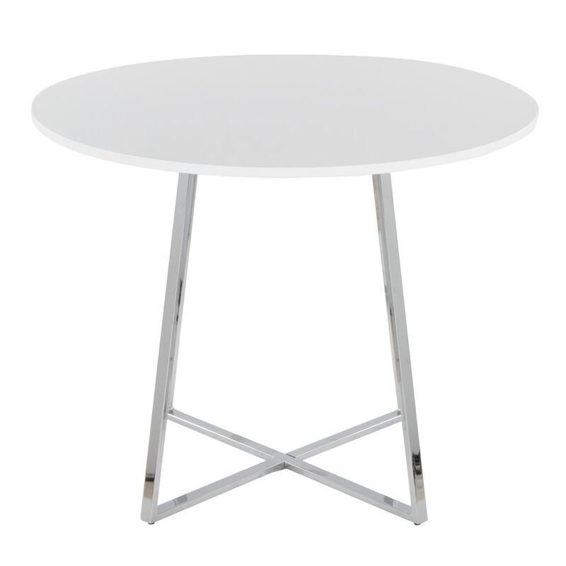 LumiSource Chrome Metal, White MDF Canary Cosmo Dining Table