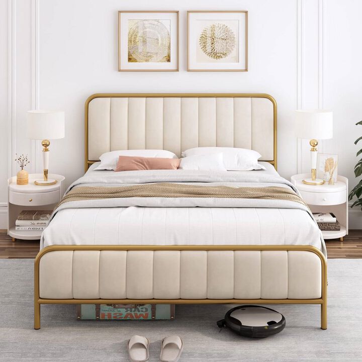 Upholstered Metal Platform Bed Frame &ndash; Sleek and Stylish Design for Maximum Comfort