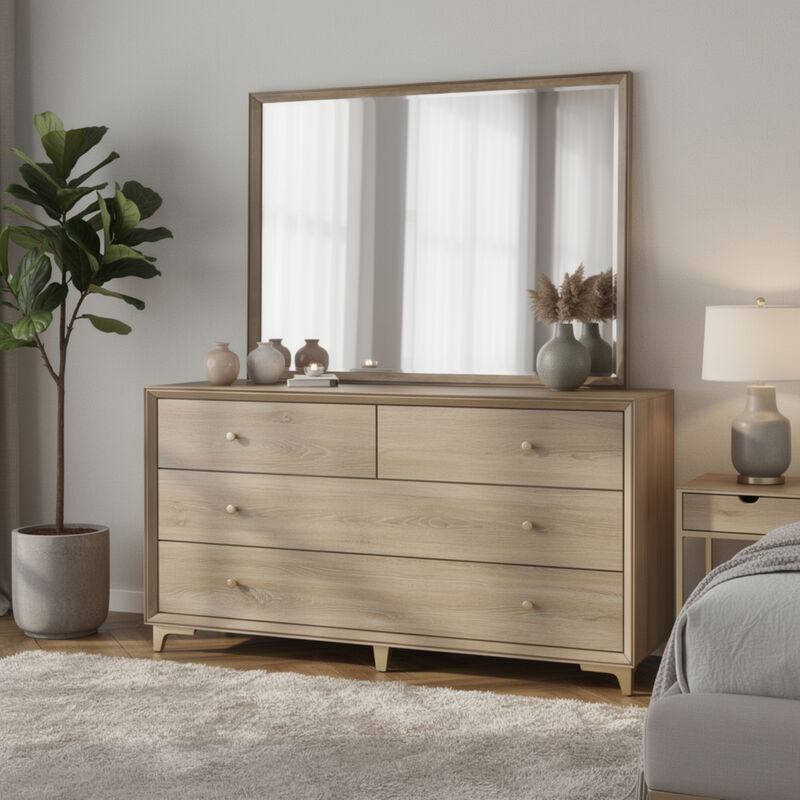 Lyni Dresser Mirror, Washed Oak Gray Wood Frame, Rectangular 40 Inch image number 8