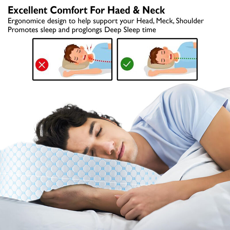 Continental Sleep, Gel Memory Foam Sleeping Pillow, Pressure Relief for Neck & Shoulder, 25"x15", White image number 4