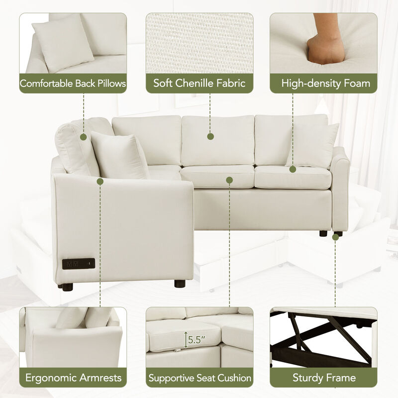 Merax Convertible Sofa Pull Out Sleeper with Back Pillows