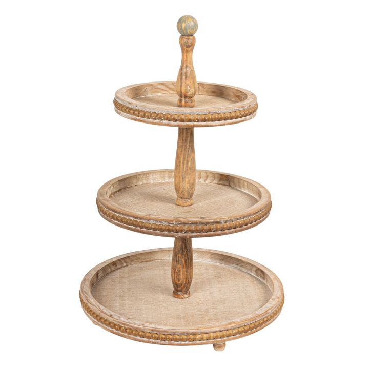 Round 3-Tier Decorative Wood Tray