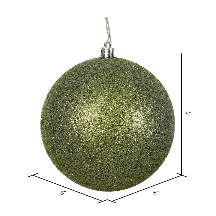 Vickerman 6" Olive Glitter Ball Ornament, 4 per Bag