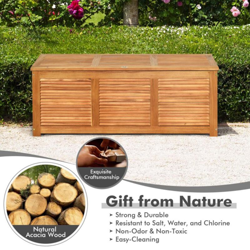 Hivvago 47 Gallon Acacia Wood Storage Bench Box for Patio Garden Deck