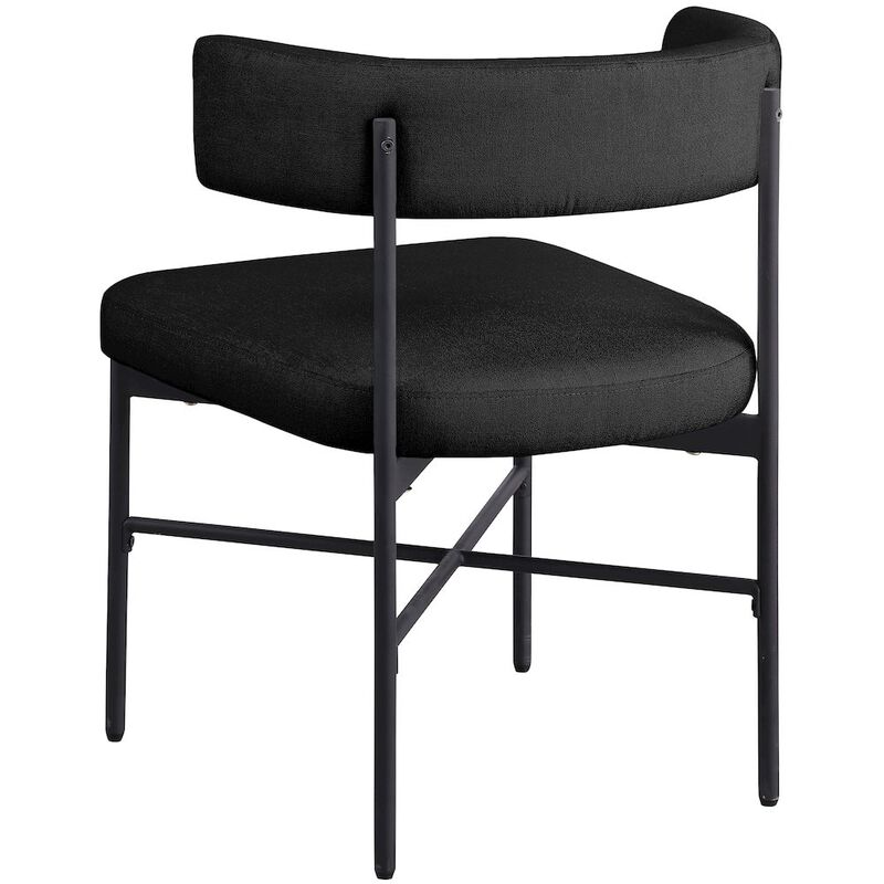 Meridian Furniture Rivage Black Durable Linen Textured Fabric Dining Chair, Set of 2