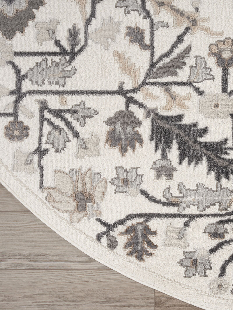 Elation ETN09 Ivory/Gray 7&rsquo;10&rdquo; x Round Rug