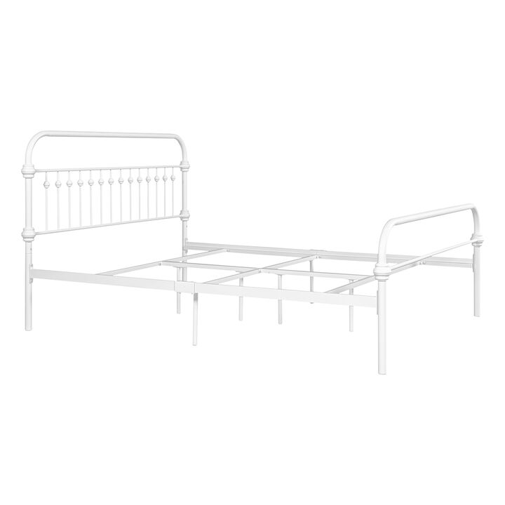 86.4" L X 59.6" W X 44"H Metal Bed Frame Queen Size Standard Bed Frame - WHITE