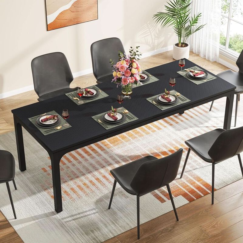 ShipItFurniture Black 78" Rectangular Dining Table, Seats 6&ndash;8 image number 3