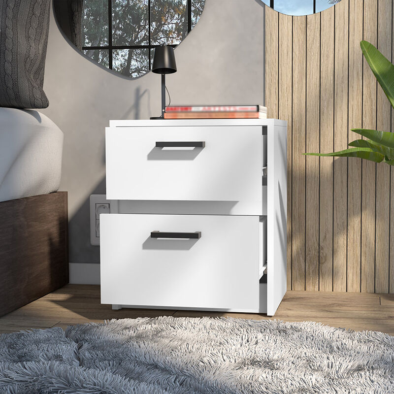 Nightstand Chequered, Bedroom, White