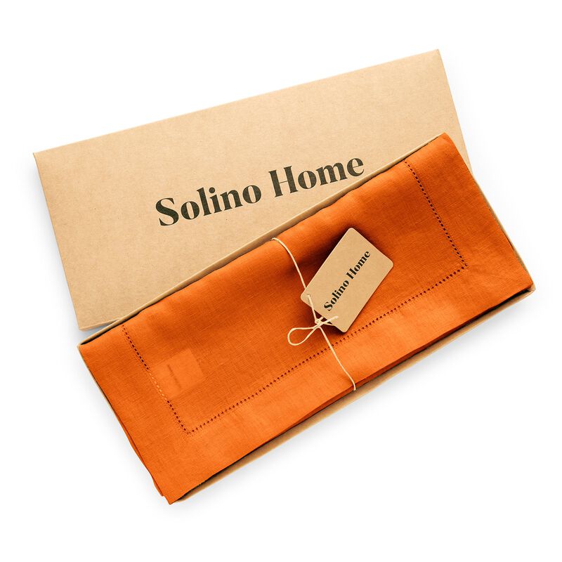 Solino Home 100% Pure Linen Table Runner - Sonoma Hemstitch