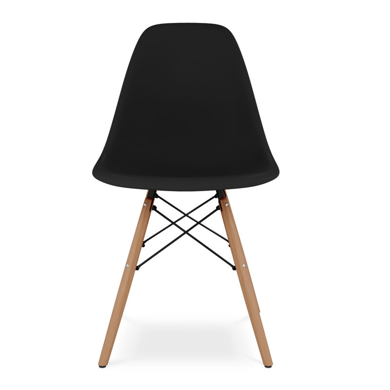 HomeRoots Black And Natural Heavy Duty Plastic And Wood Dining Side Chair image number 2