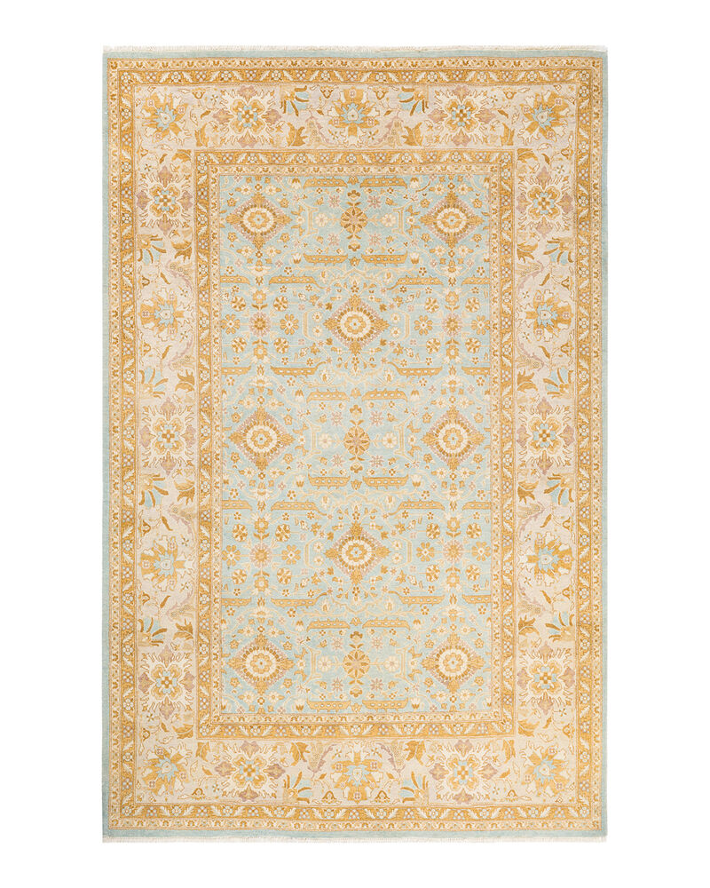 Eclectic, One-of-a-Kind Hand-Knotted Area Rug  - Light Blue, 5' 10" x 9' 3" image number 1