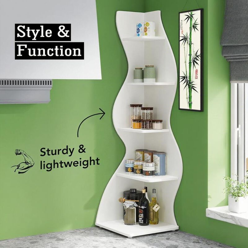 5-Tier Corner Shelving Unit for Home or Office Storage and Display image number 3