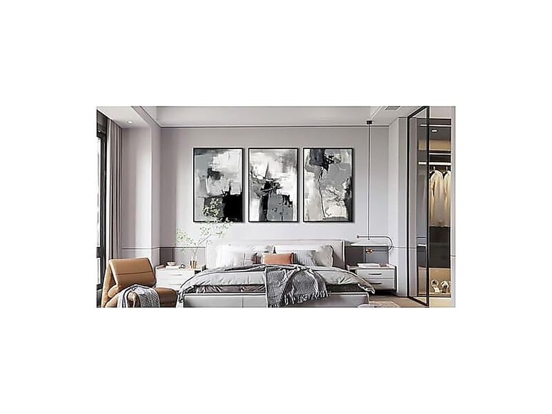 Large Framed Canvas Wall Art Retro Grey Graffiti Living Room Rustic Abstract image number 2