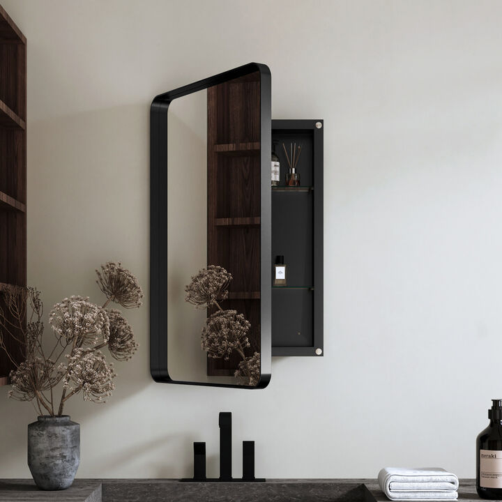 ELEMENT ACE Recessed Metal Framed Medicine Cabinet with Adjustable Shelves and Mirror
