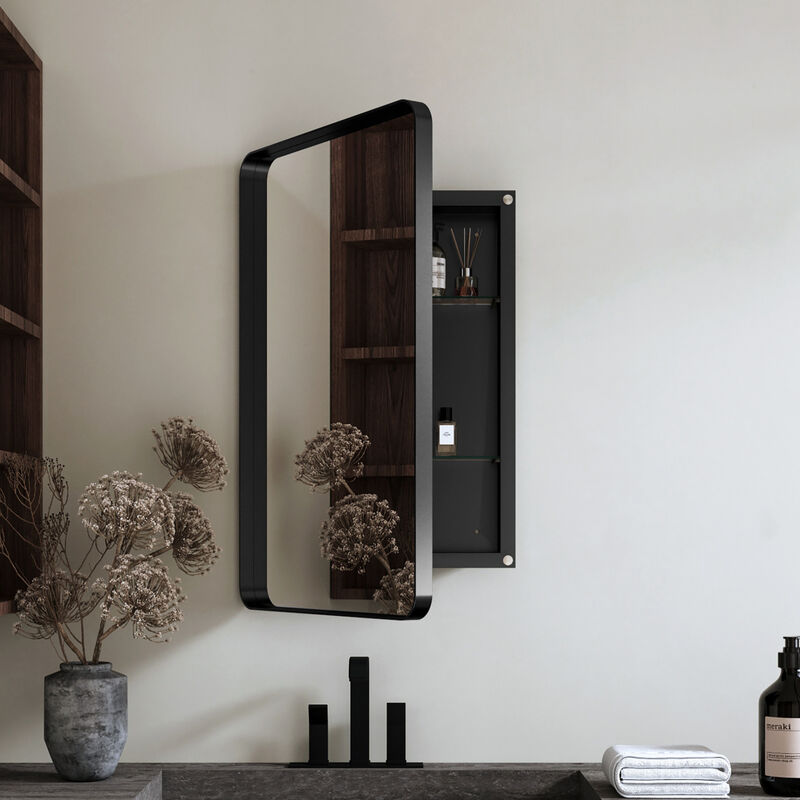 ELEMENT ACE Recessed Metal Framed Medicine Cabinet with Adjustable Shelves and Mirror image number 1