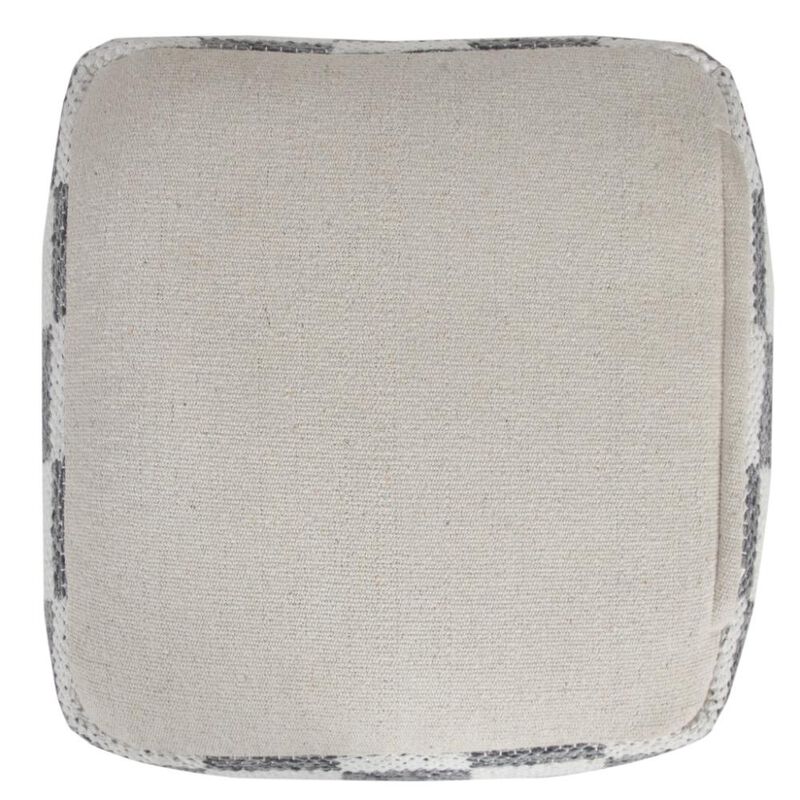 Hivvago 18 Inch Gray Cotton Geometric Pouf Ottoman