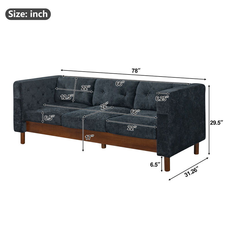 Jubpaf 78" Modern 3 Seater Sofa Chenille image number 4