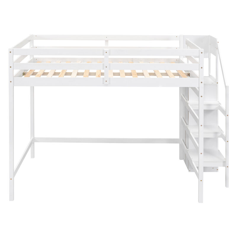 Merax Loft Bed with Built-in Storage Wardrobe and Staircase