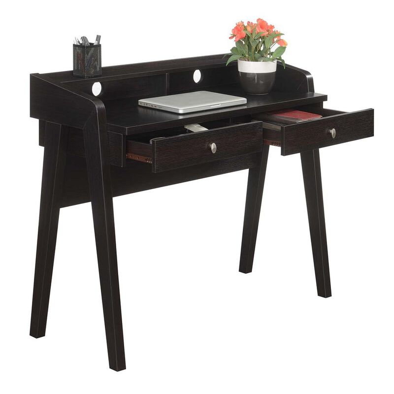 Convenience Concepts Newport Deluxe 2 Drawer Desk with Shelf, Espresso