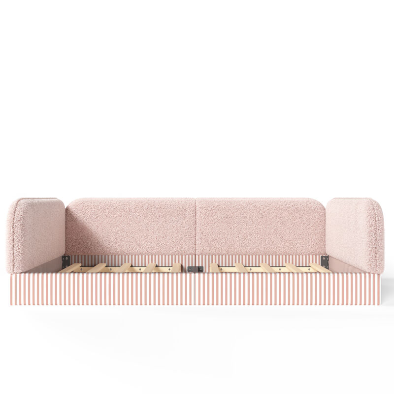Hemzas Teddy Boucl&eacute; Upholstered Kids Daybed Frame image number 0
