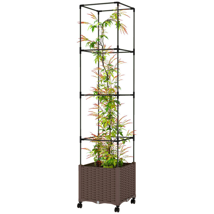 Hivvago Tomato Cage Planter Box with Trellis and Drainage
