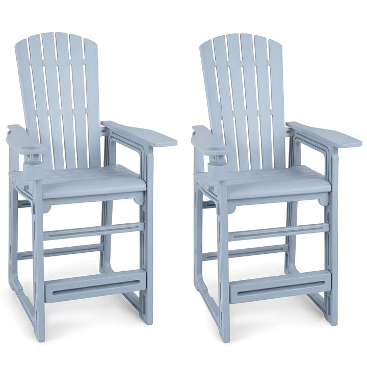 Outdoor Bar Stool Set of 2 29 Inch Patio Chairs with Back and Armrests