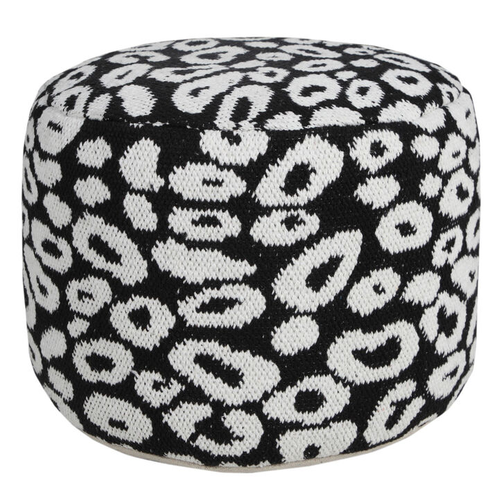 Round Cotton Blend Pouf Ottoman for Floor Seating and Home Decoration