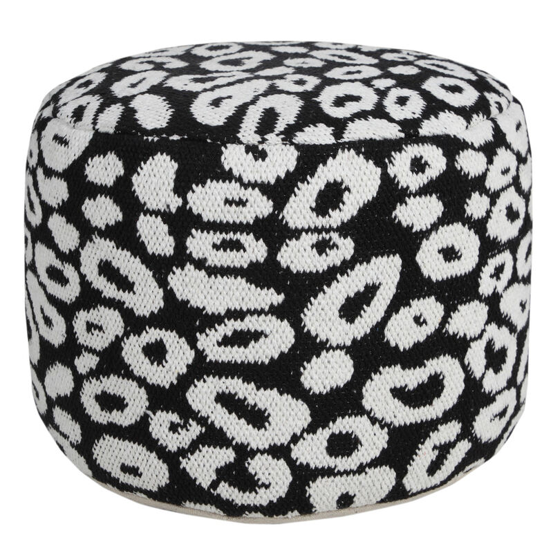 Round Cotton Blend Pouf Ottoman for Floor Seating and Home Decoration