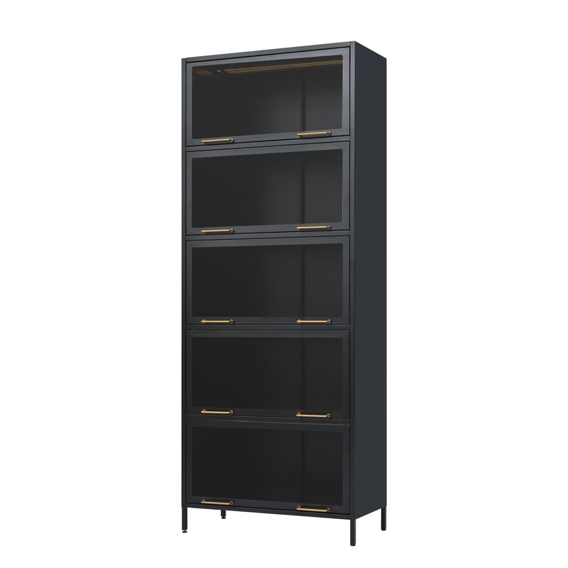 Wimnux Modern LED Lighted Metal Display Cabinet image number 6