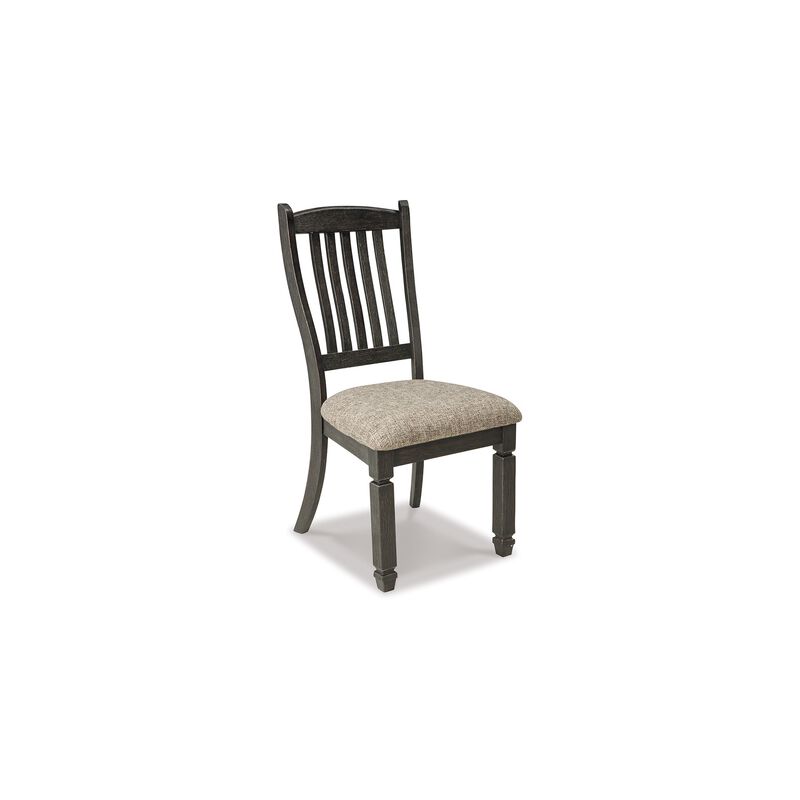 Trekk Dining Side Chair Set of 2, Slat Back Tapered Legs, Black Wood - Benzara