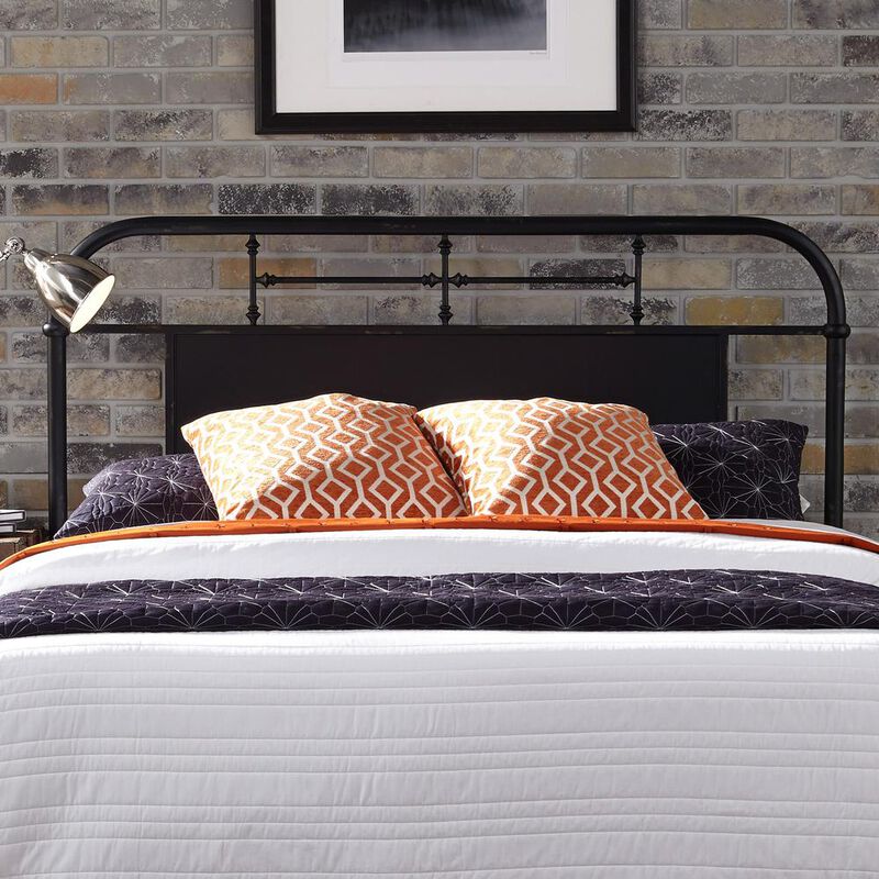 Liberty Furniture Vintage Series King Metal Headboard - Black in Distressed Metal image number 1