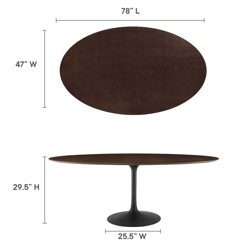 Modway - Lippa 78" Oval Wood Grain Dining Table Black Cherry Walnut
