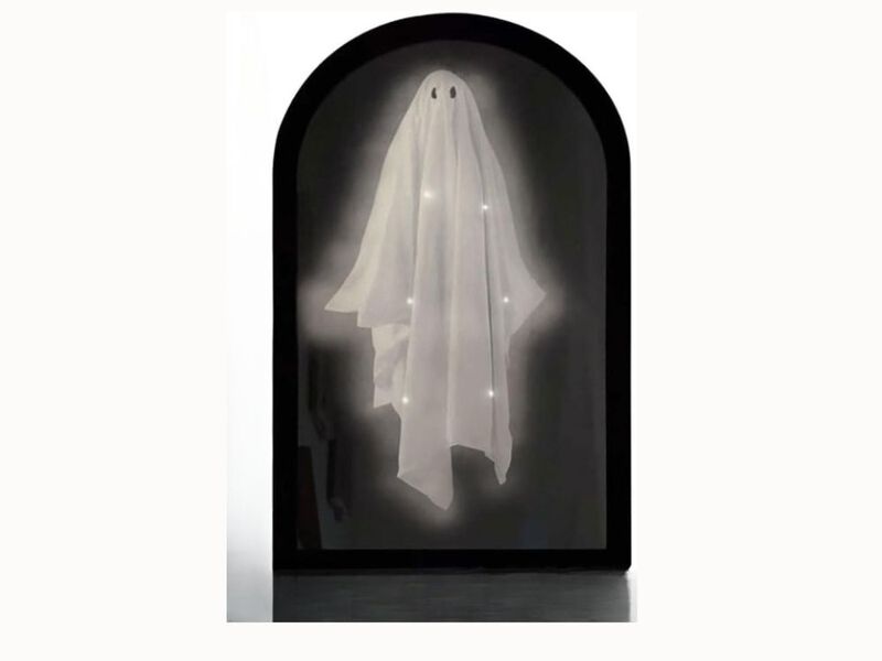 2025 Halloween Ghost Hologram Mirror – LED Haunted Wall Decor for Bedroom, Kitchen & Fireplace