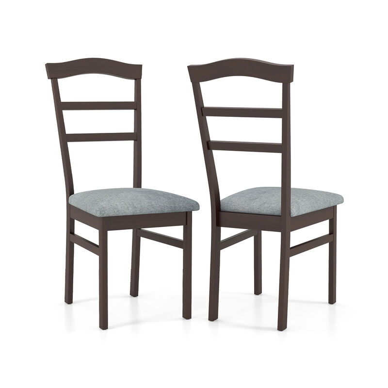 Wooden Dining Chair Set of 2 Linen Fabric Upholstered Kitchen Chairs Farmhouse Side Accent Chairs
