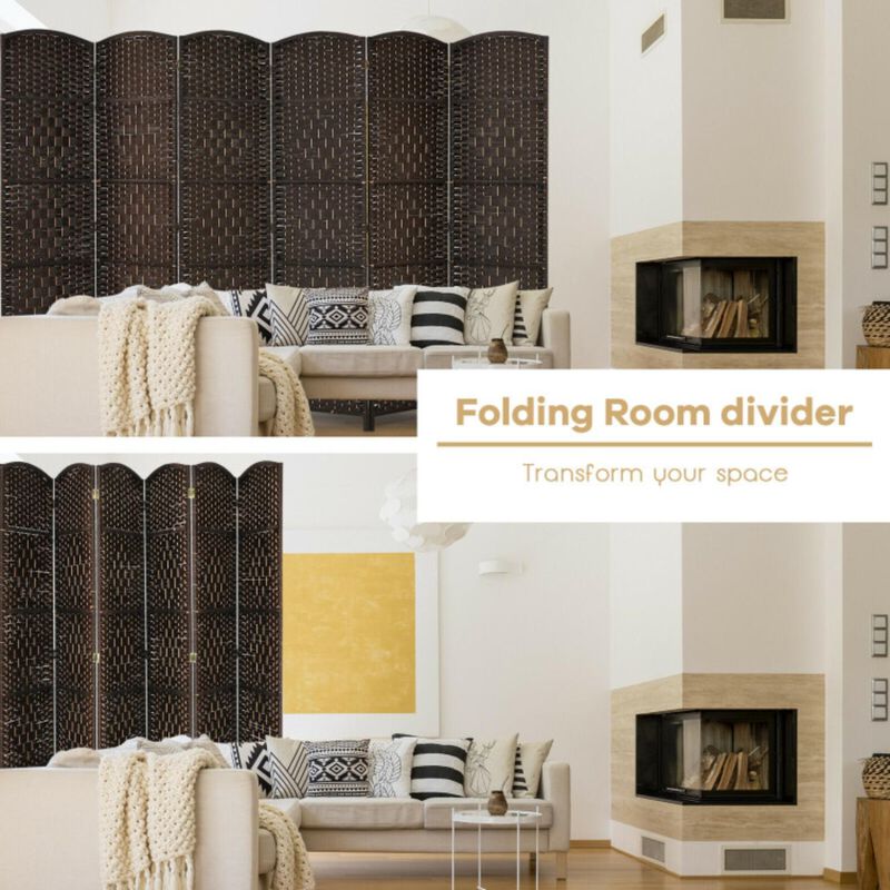 Hivvago 6.5Ft 6-Panel Weave Folding Fiber Room Divider Screen