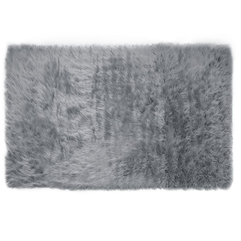Glamour Home Aileen Faux Sheepskin Fur Area Rug Gray Rectangular 7x5