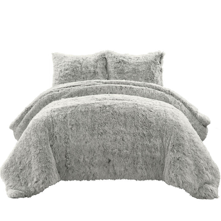 Emma Cozy Ultra Soft Two Tone Faux Fur Comforter 3-Pc Set