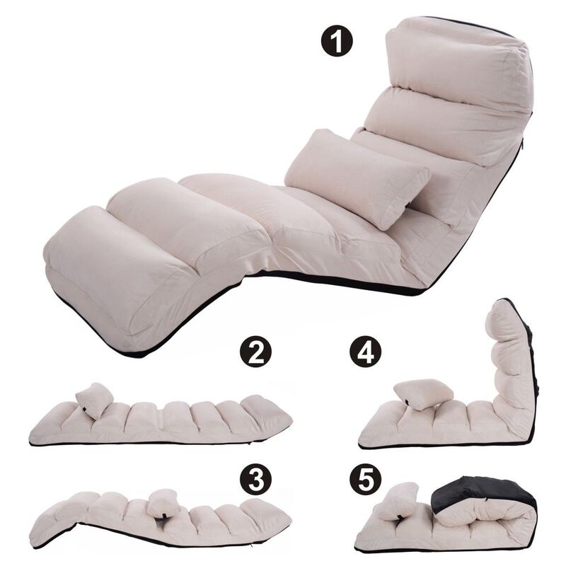 Folding Lazy Sofa Chair Stylish Sofa Couch Beds Lounge Chair with Pillow
