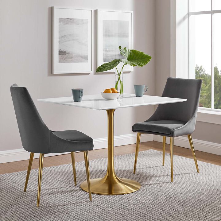 Modway - Lippa 36" Square Wood Top Dining Table Gold White