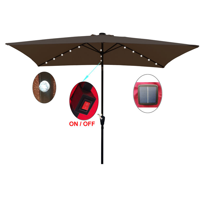 Streamdale Solar Lighted Patio Umbrella with Crank (10' x 6.5')