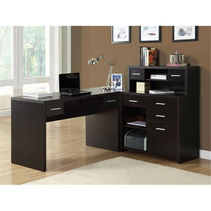Monarch Specialties  HollowCore L Shaped Home Office Desk  Cappuccino