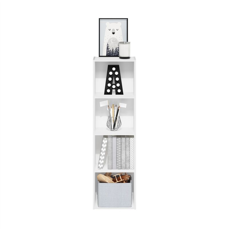 Furinno Luder Bookcase / Book / Storage, 4-Tier Cube,White