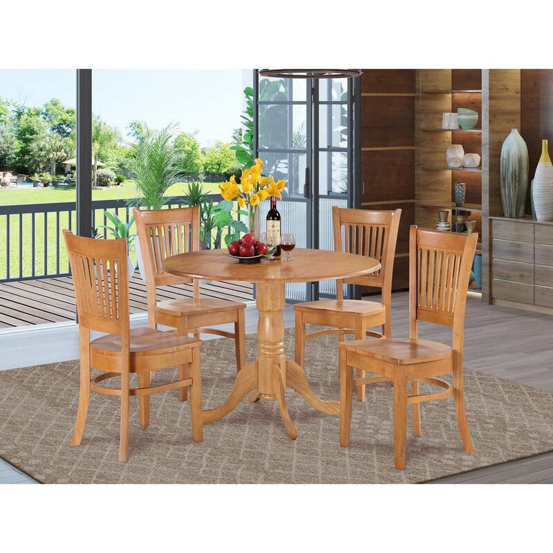 5 Pc Kitchen nook Dining set-round Table and 4 dinette Chairs Chairs