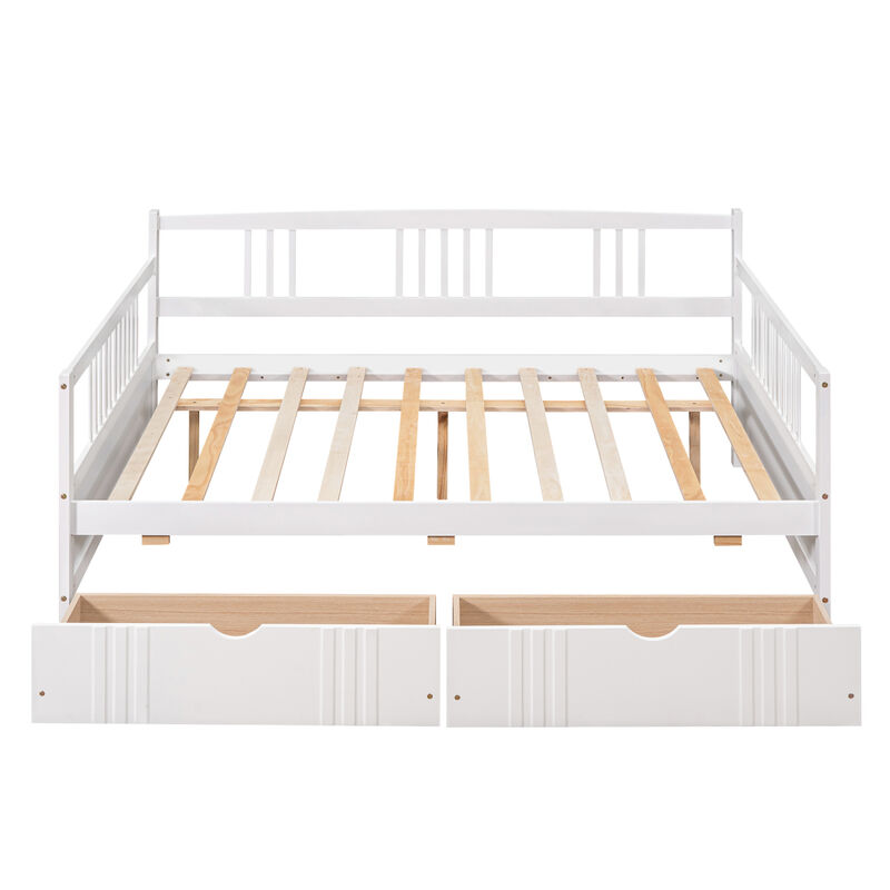 Twin Size Daybed Wood Bed with Two Drawers